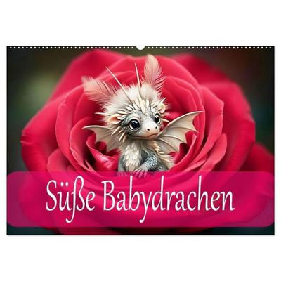 Süße Babydrachen (Wandkalender 2027 DIN A2 quer), CALVENDO Monatskalender