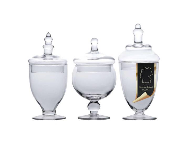 Intirilife Vorratsglas SET für Süßigkeiten (3-tlg.), Transparent, Glas, 24.5x14.5x37.5 cm, Küchenzubehör, Vorratsbehälter, Vorratsdosen