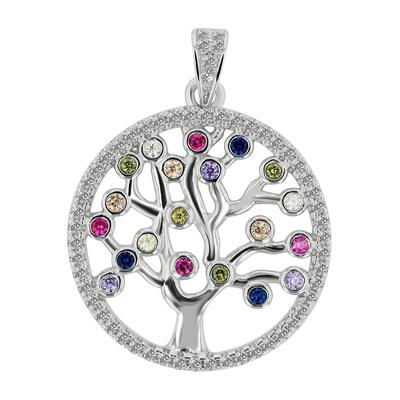 Amulett AKZENT "Violet" aus 925 Sterlingsilber, rhodiniert, langlebig", bunt (mehrfarbig), Schmuckanhänger, Damen, Silber 925 (Sterlingsilber), Amulett
