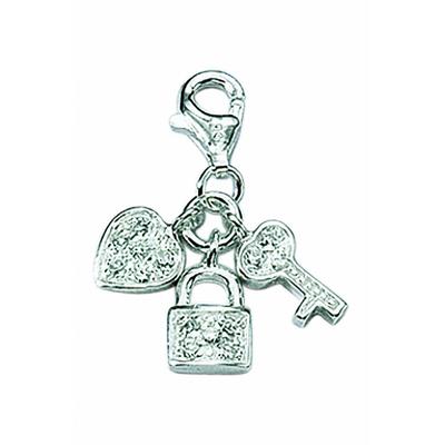 Charm-Einhänger ADELIA´S "Charm Anhänger 925 Silber mit Zirkonia", silber, Charms, Damen, Silber 925 (Sterlingsilber), Silberanhänger