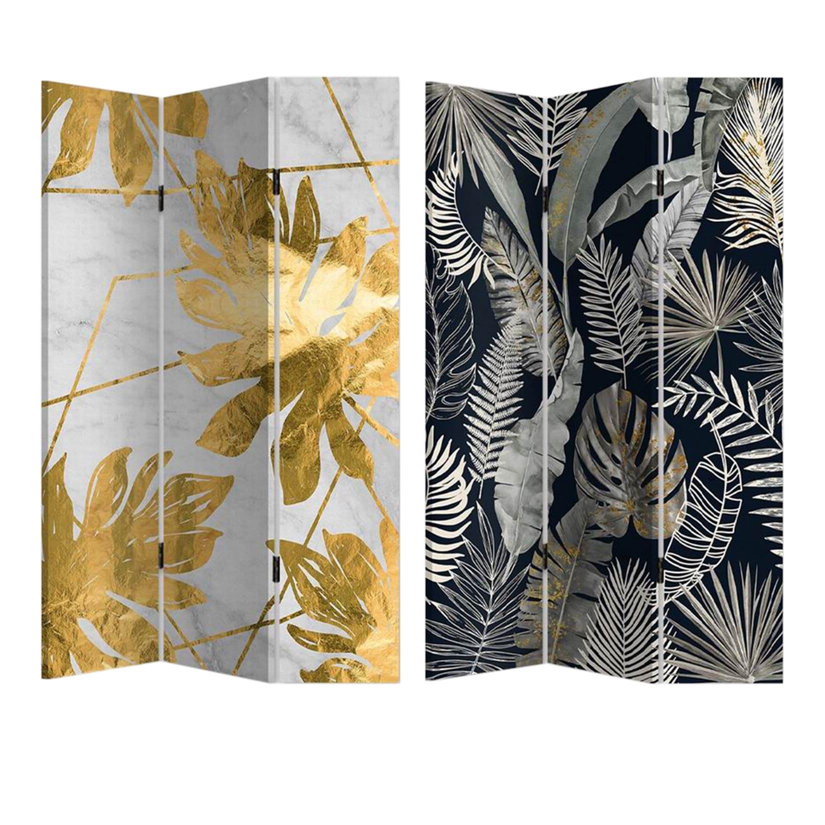 HTI-Living Paravent Gold Silber Leaves