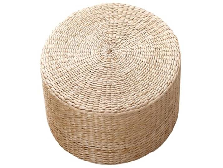 Perodlly Runder Pouf Ottoman, 16x16x12 natürlicher geflochtener Pouf Ottoman, gefüllt, Bequeme kleine Fußstütze für Wohnzimmer, Schlafzimmer, Kinderzimmer.