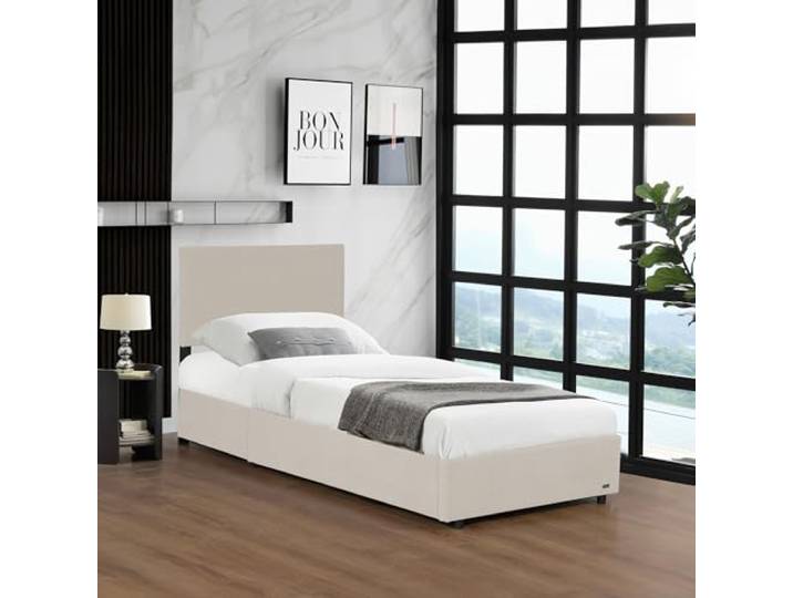 Corium Polsterbett Juva Bettgestell mit aufklappbarem Lattenrost Bettrahmen Cord Schlafzimmer 90x200 cm Beige