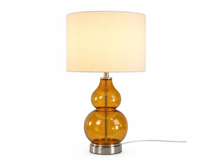 Relaxdays Lampe de table en verre et tissu