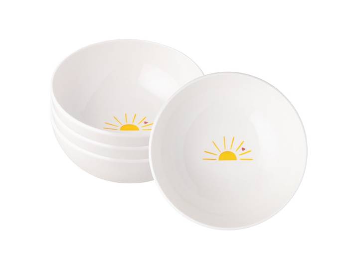 MÜSLISCHALEN HELLO SUNSHINE With Love weiß-gelb ø 16,9 cm 4er Set