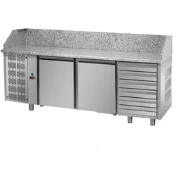 Tecnodom Pizzatheke 3 Türen Prof. 80 Motorblock SX 6 neutrale Schubladen und Granit Top