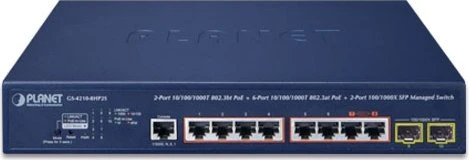 Planet Technology 2Port GE 802.3bt + 6Port GE 802.3at + 2Port 1000X SFP