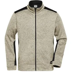 Strick Fleece Jacke "JN862" - S - stone-melange/black