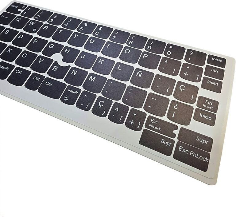 Komplettes spanisches Tastatur-Aufkleber-Set für Lenovo, widerstandsfähiges Vinyl mit grauem UV-Hintergrund