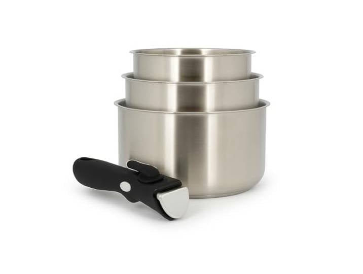 Menastyl Lot de 3 Casseroles Iris 16/18/20 cm acier inoxydable poignée