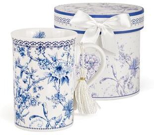 STP Goods Elegant Blue Flowers Bone China Tea/Coffee Mug in a Gift Box