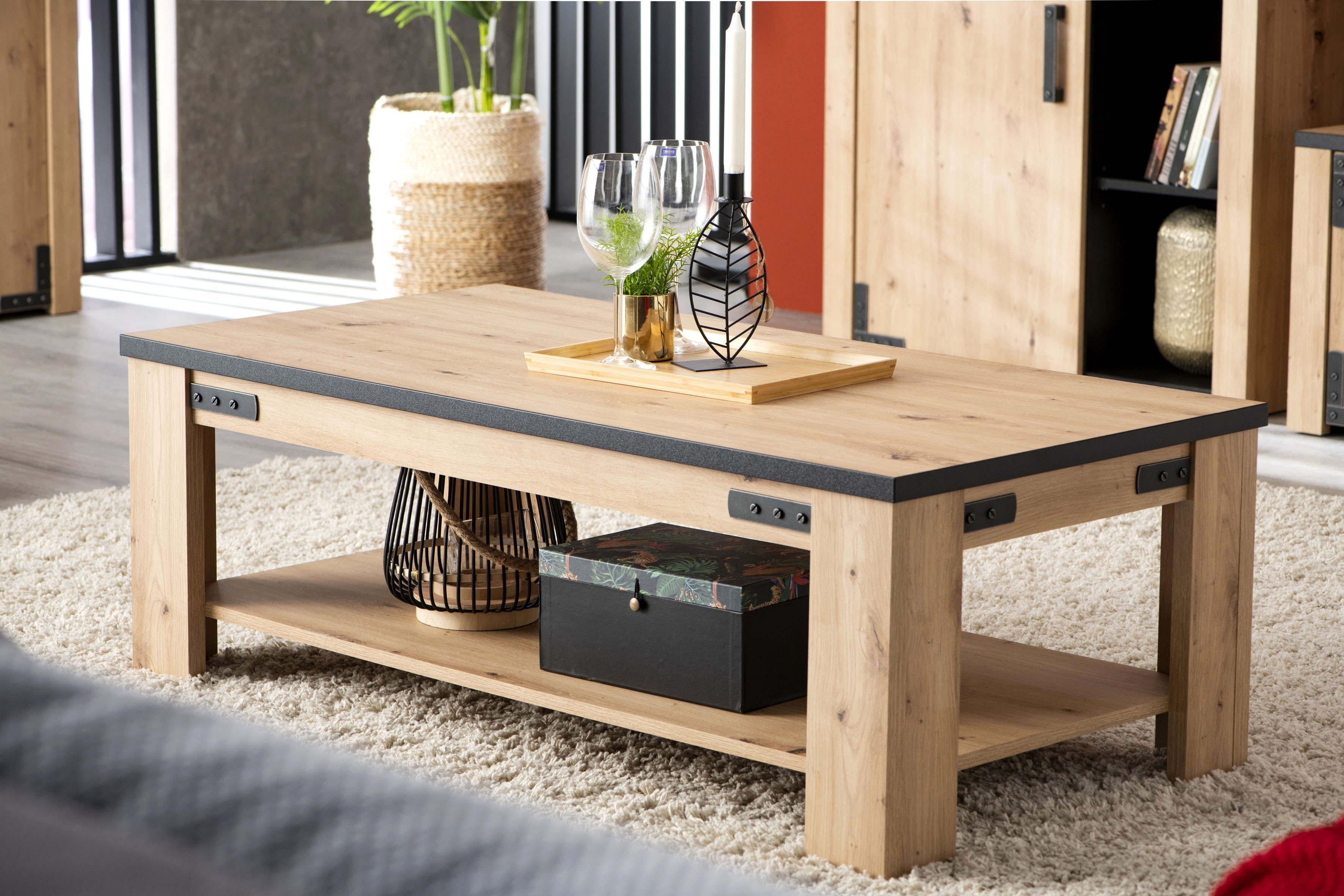 Couchtisch HOME AFFAIRE "Lazio", braun (artisan eiche, artisan eiche, artisan eiche), H:42cm, Tische, Couchtisch, Breite ca. 120 cm artisan eiche, artisan eiche, artisan eiche B/H/T: 120cm x 42cm x 60cm