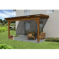 Skan Holz Terrassenüberdachung Ravenna 434x300cm nussbaum aus Douglasie