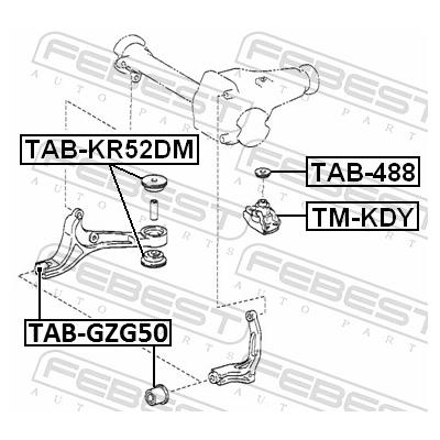 FEBEST Lagerung, Differential TAB-GZG50 Vorderachse für TOYOTA