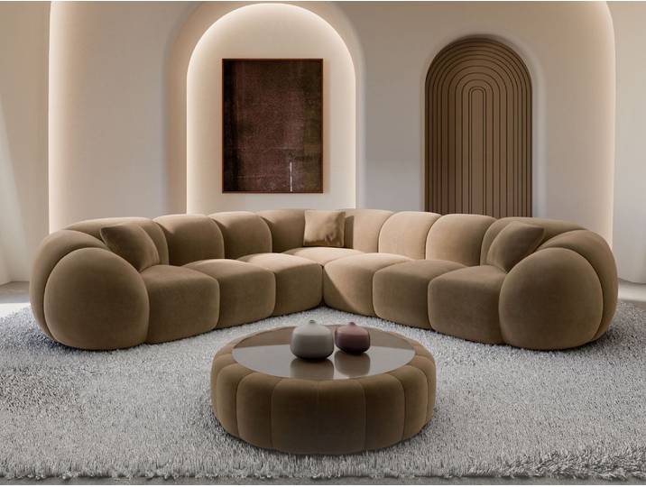 Couch Valderosa L-Form in Stoff