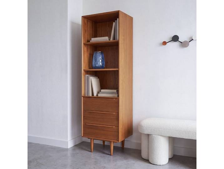 Vintage-Bücherregal mit 3 Schubladen, 55 cm breit