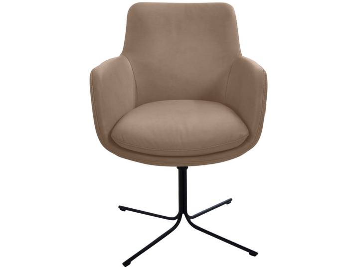 Drehstuhl, Microfaser, Beige, 59×65×84 cm, Filigranes 4-Fuß-Gestell, K+W