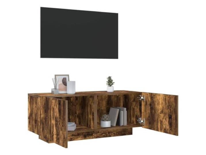 HEFZGDB TV-Schrank Räuchereiche 100x35x40 cm Holzwerkstoff mit Stauraum Fächern und Türen, 2 Schränke kombinierbar oder separat, stilvolles Design für Wohnraum