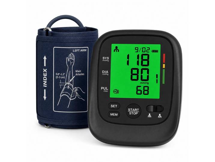 Treesmile FC-BP102 Tensiomètre de Bras, Appareil de Tension Numérique Automatique, Grand Écran LCD, Brassard Large 22-42 cm, Indicateur de Couleur OMS, 2 x 120 Ensembles de Mémoire, pour Usage Domestique &amp; Seniors