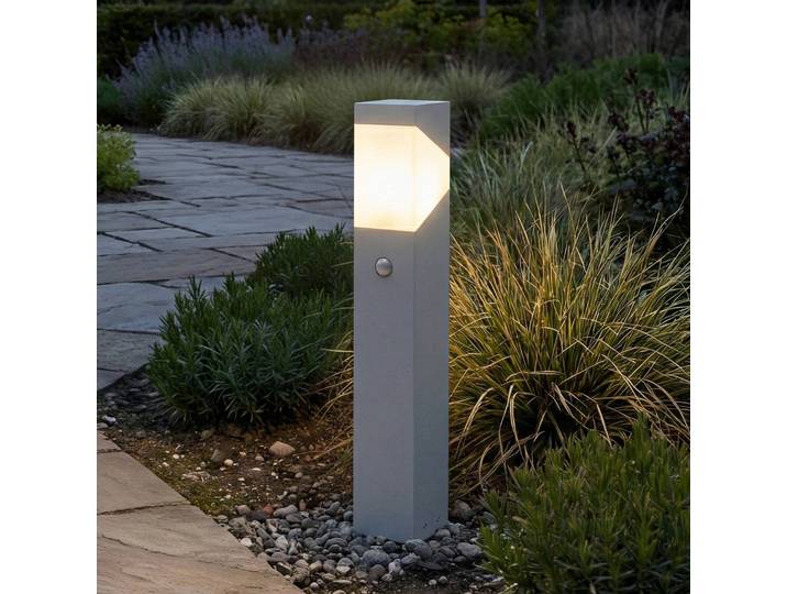 Lucande Sockelleuchte Kiran, 60 cm, Sensor, hellgrau, IP44 Kiran Lucande, dimmbar, alu / grau / zink, Aluminium, Modern