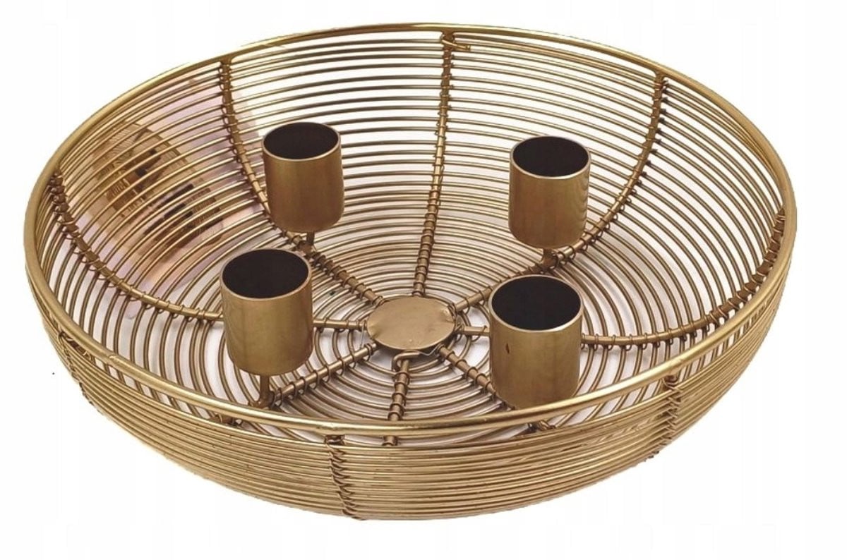 Gouden metalen kandelaar voor 4 stompkaarsen - Moderne decoratie