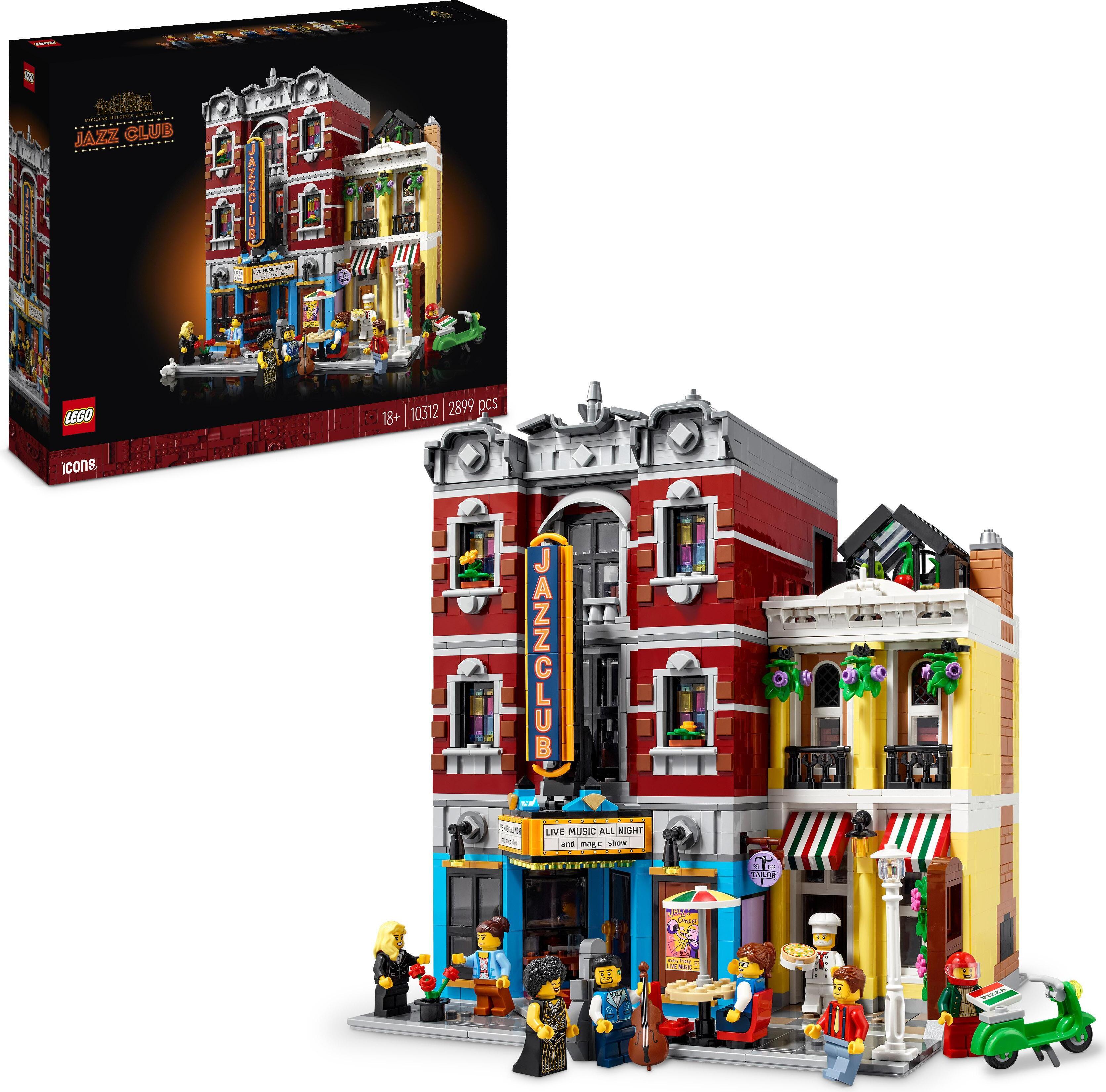 LEGO 10312 Icons Jazz Club Modellbausatz für Erwachsene mit 5 Teilen inklusive Bühne plus Band-Mini-Figuren, Modular Buildings 2023 Collection, Geschenk für Musikliebhaber