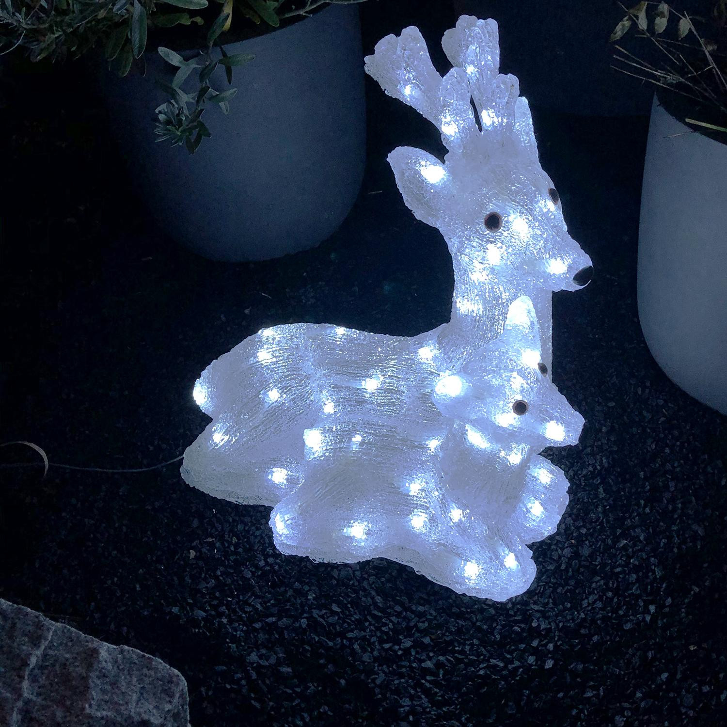 INDA-Exclusiv Kerstverlichting Acryl Hert met Jong Hert Helderwit 60 LED's