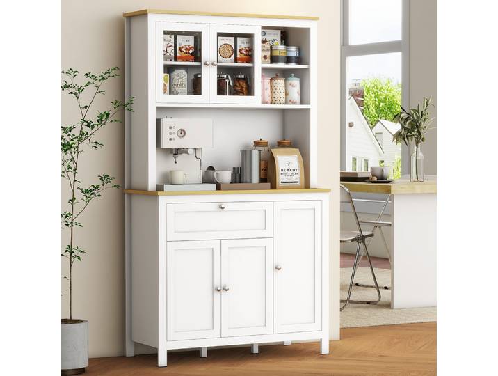 HOMCOM Buffet Cuisine 5 Portes 1 Tiroir Blanc 180cm