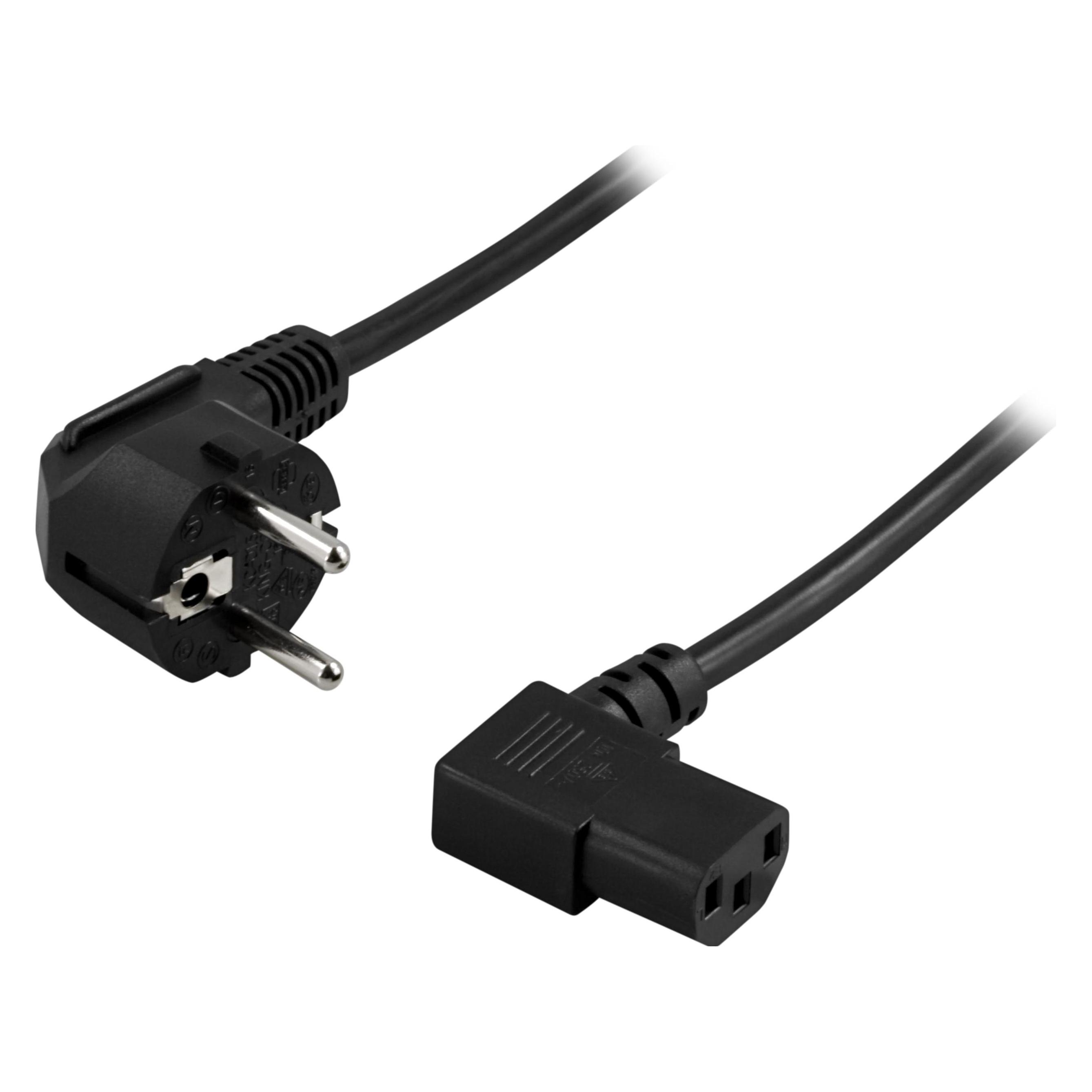 Deltaco Power cable CEE 7/7 - C13, angled, 3m - Black (3 m) (1902306)