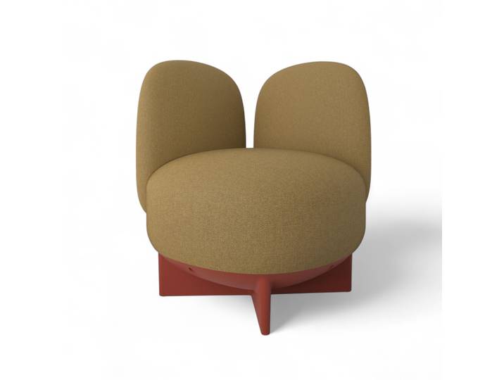 Gaber To-Go Hocker mit Rücken- & Armlehne, Gelb/Ziegelrot, Neu