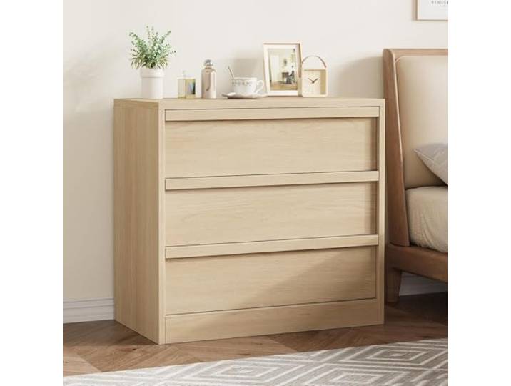 Garvee Kommode mit 3 Schubladen und 3 Fächern im Eichenholz-Design Stauraum und robuste Bauweise, für Esszimmer, Schlafzimmer, Wohnzimmer, Flur oder Kinderzimmer