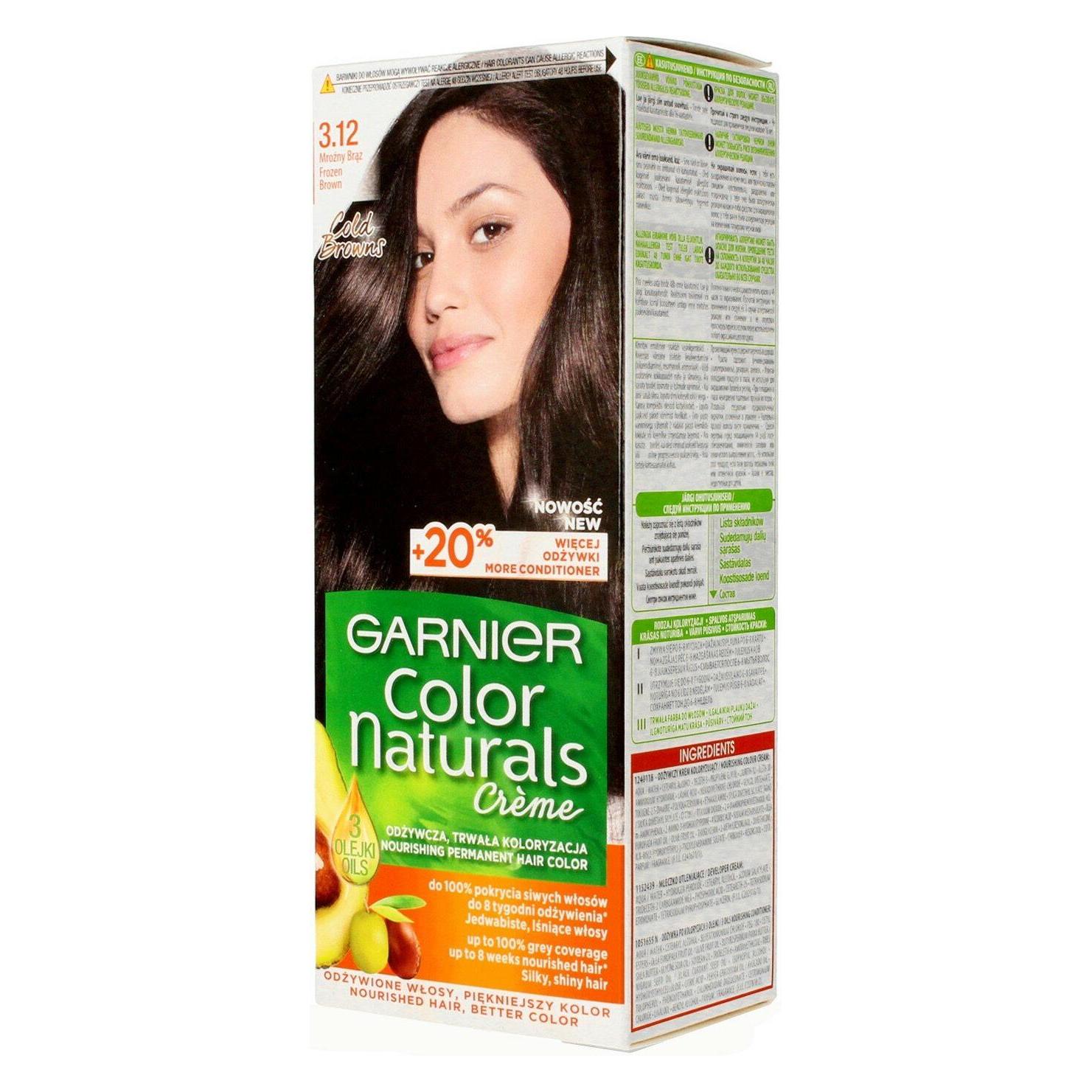 Garnier Color Naturals Creme Hair Coloring Cream 3.12 Frosty Brown (3.12 Frosty Brown) (33073500)