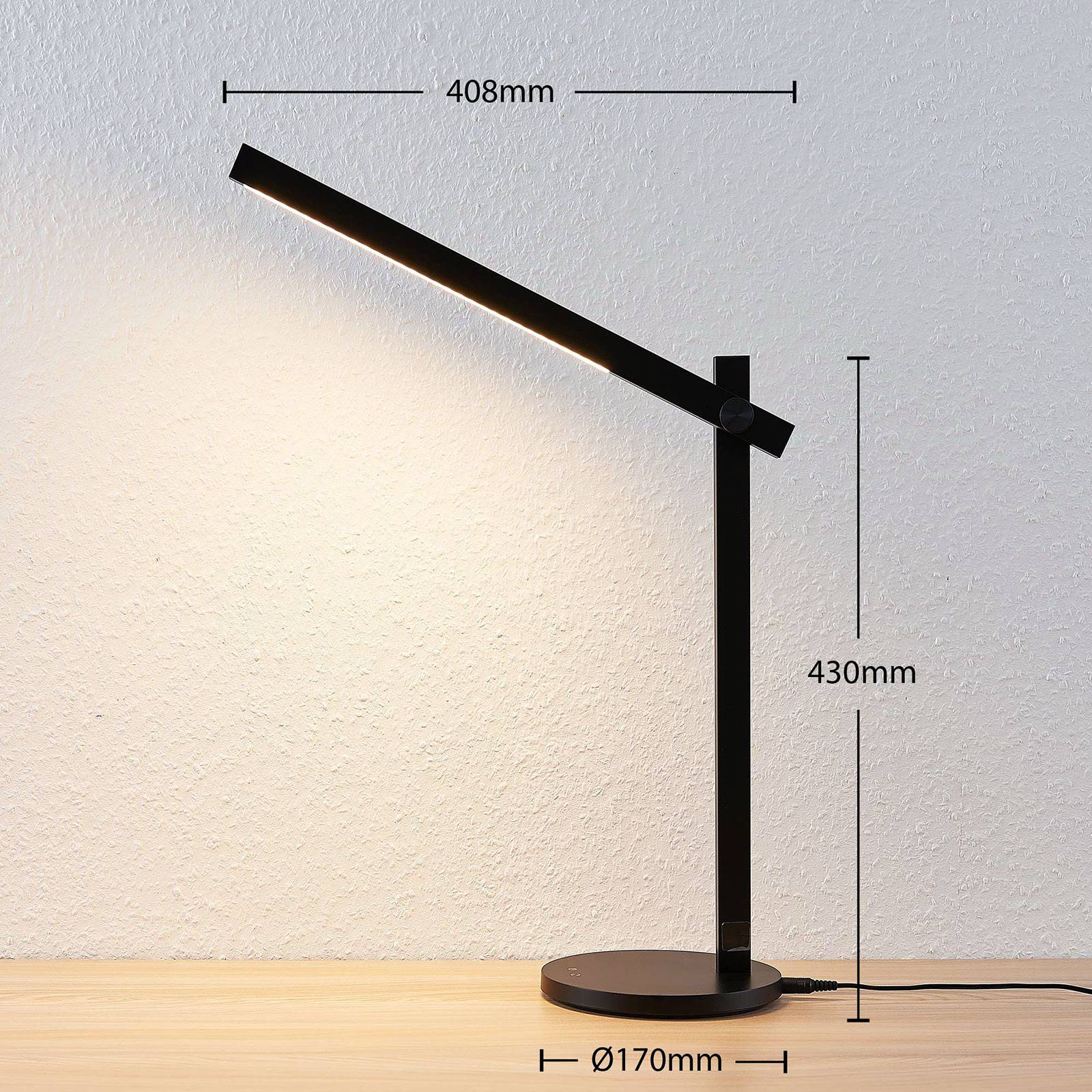 LED Schreibtischlampe Loretta Lindby, dimmbar, schwarz, für Arbeitszimmer / Büro, Kunststoff, Modern, LED Tischlampe