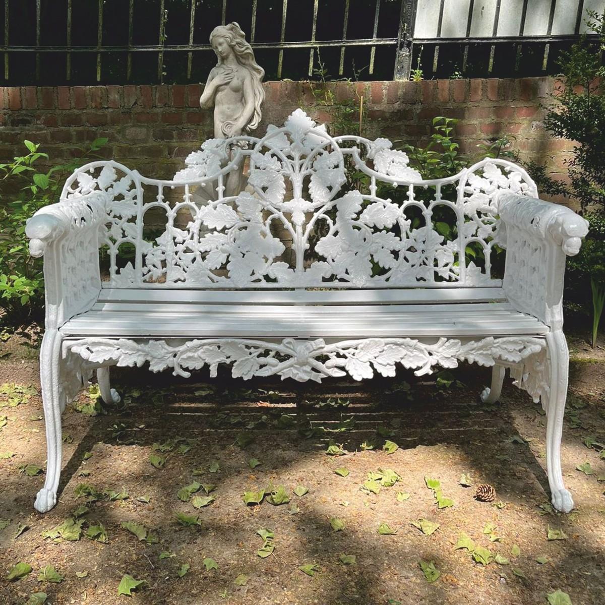 Casa Padrino Barock Gartenbank Weiß 148 cm - Barock Garten Möbel