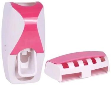 Uplifted Finds Wall Mounted Toothbrush And Toothpaste Holder Set With Automatic Dispenser And Cup pink