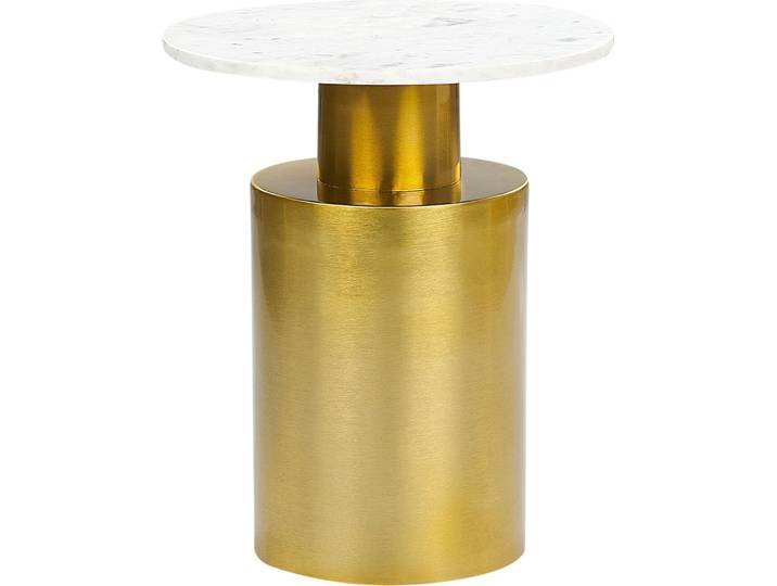 BELIANI Beistelltisch Gold u. Weiß aus Metall Marmor Rund ⌀ 40 cm Elegantes Modernes Design für Wohnzimmer Schlafzimmer