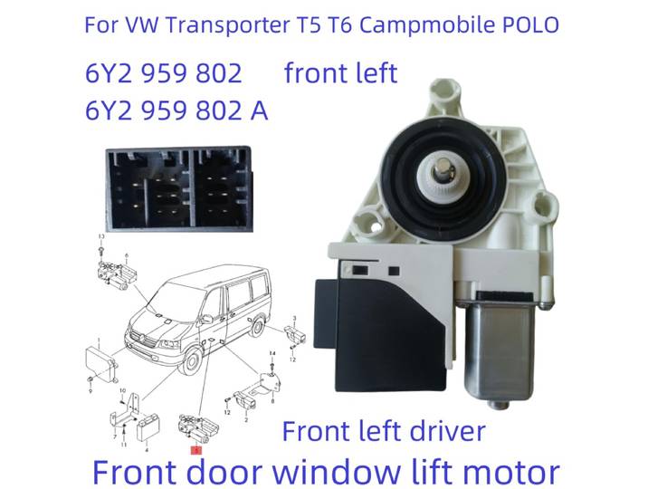 Moteur de lève-vitre 6Y2959802 6Y1959801 6Y2959801 pour VW Transporter T5 T6 Polo Skoda Fabia Roomster Avant Gauche Avant Droit Neuf
