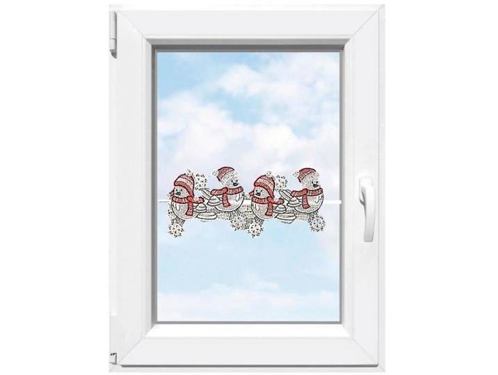 Scheibengardine STICKEREIEN PLAUEN Wintervögel Gr. 1, rot (weiß, rot), B:108cm H:12cm, Polyester, Gardinen, Scheibengardine, Fensterdekoration Wintervögel