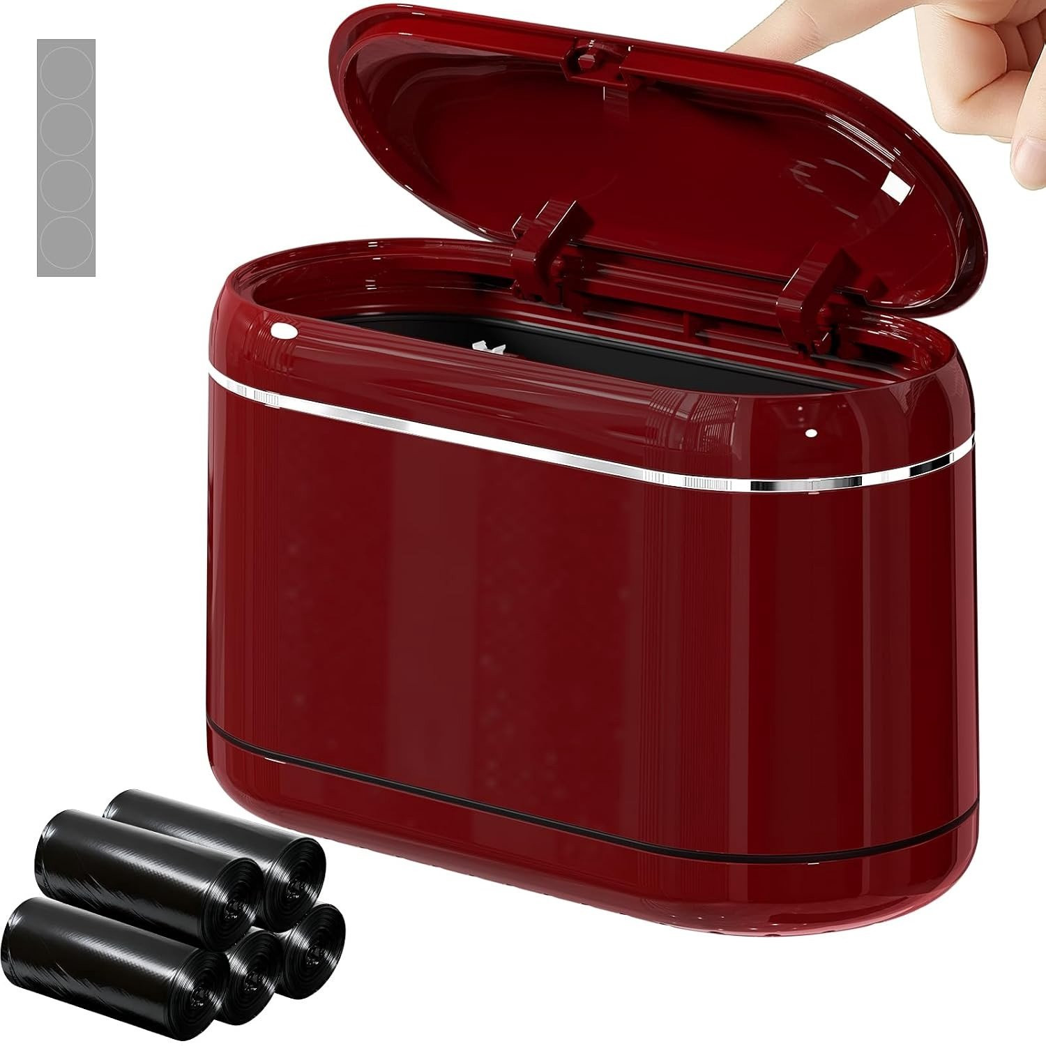 Tafelsorteerbak met deksel, twee-chamber afvalbak voor op tafel, rood