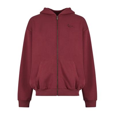 Sweatjacke KARL KANI "Karl Kani KK Small Signature Essential Os Ziphoodie", Damen, Gr. S, rot, 80% Baumwolle, 20% Polyester, ohne Ausschnitt, Sweatjacken Sweatjacke