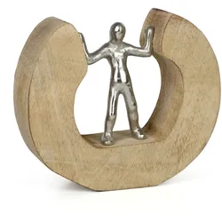 Moritz Dekofigur Mediator Silber 18,5 cm aus Mangoholz und Aluminium moderne Skulptur Symbol für Balance und Zusammenhalt Handarbeit Unikat Geschenkidee