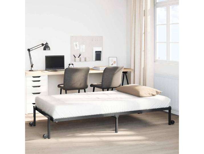 vidaXL Bettgestell vidaXL Bettgestell ohne Matratze Klappbar Schwarz 90x200 cm Stahl