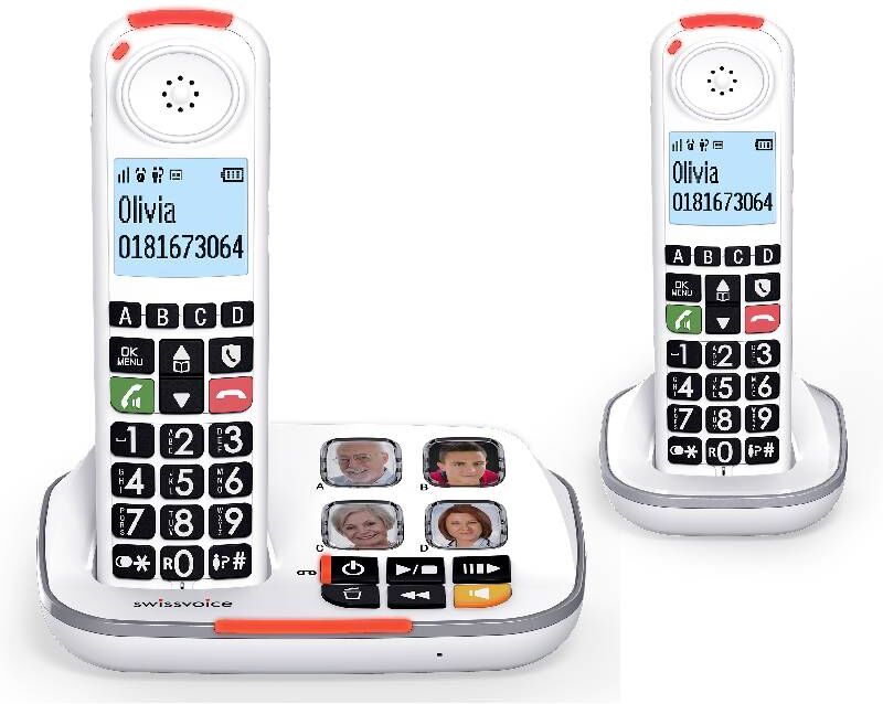 Swissvoice Xtra 2355 Duo Pack téléphonique sans-fil avec combiné supplémentaire, répondeur, touches à mémoire directe avec photos et amplification du
