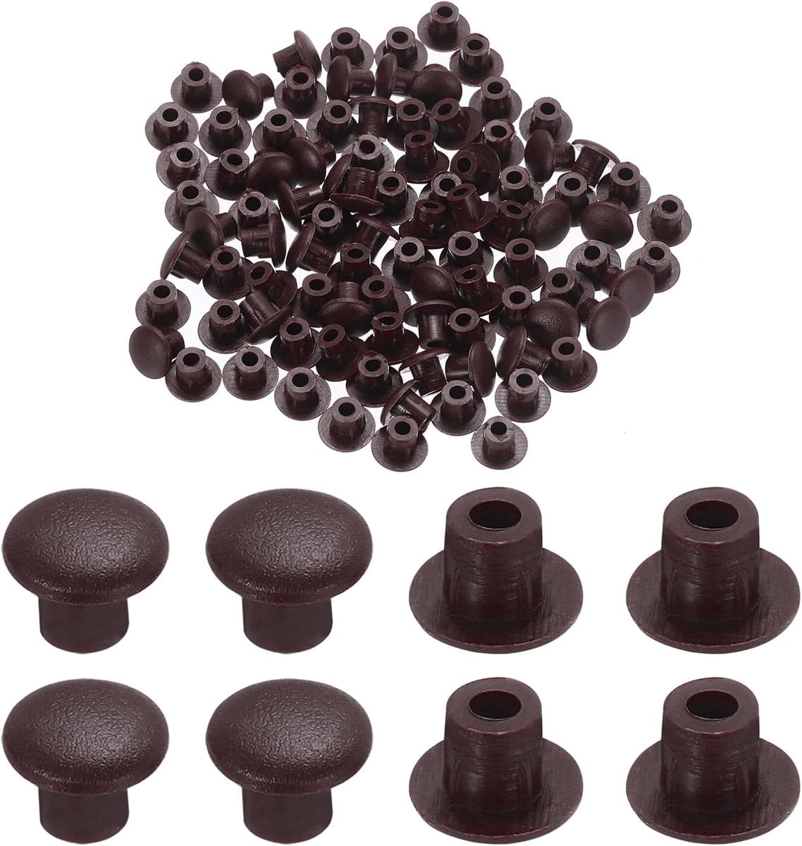 Kunststof Gatpluggen Schroefdoppen Diepbruin 5 mm