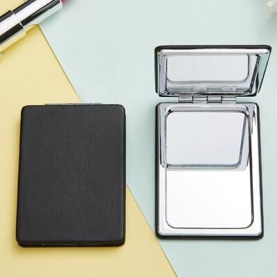 Fusion Finds Portable Compact Makeup Mirror Folding Pocket Travel Mirror For Makeup, Touch Ups & Everyday Carry black