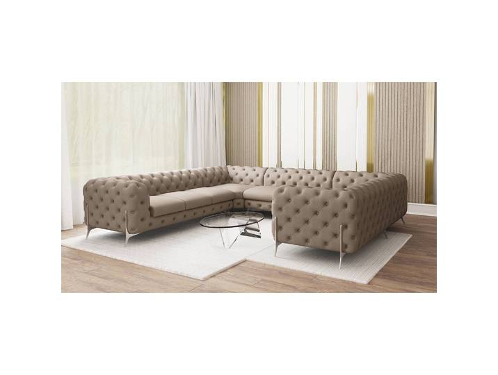 Wohnlandschaft II Braun Microfaser Enza 346 x 73 x 323cm Ausrichtung rechts Glamour