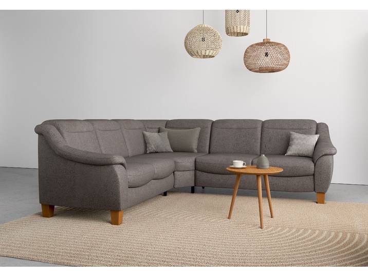 Ecksofa, Luxus-Microfaser, Anthrazit 270×250 cm, Mit Kopfteilverstellung, Klassisch, Home-affaire