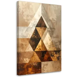 BILD auf Leinwand, Geometrische Dreiecke Abstrakt beige braun