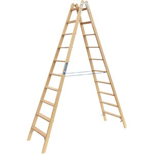 Zarges Stehleiter Cresta B, 40030, beidseitig begehbar, aus Holz, bis 150kg, mit 2 x 10 Stufen