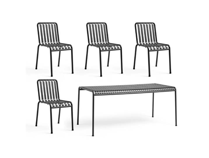 HAY - Palissade Tisch + 4x Chair, anthrazit